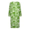 thumbnail image 4 of Yuyamidu St. Patrick's Day Robes for Women Sexy Plus Size M Music Note Mid-Calf Length Bathrobe Casual Crewneck House Kimono Robe Green Leaf Long Sleeve Nightgown with Pockets, 4 of 7