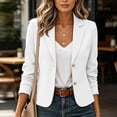 thumbnail image 2 of Qiggri Women's Cropped Blazer 2 Button Notched Lapel Jacket Casual Long Sleeve Slim Fully Lined Office Business Work Suit Coat L, 2 of 9