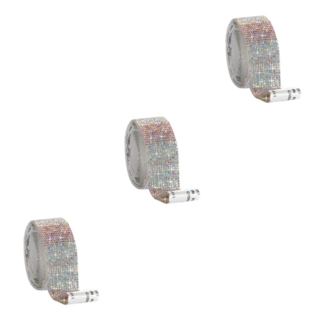 kurtrusly Elegant Crystal Rhinestone Ribbon DIY Sticker Multicolor 1.4cm 3Set