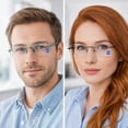 thumbnail image 3 of 3 Pack Clear Rimless Readers for Men Women Square Metal Frame Glasses Home Office Computer, 3 of 9