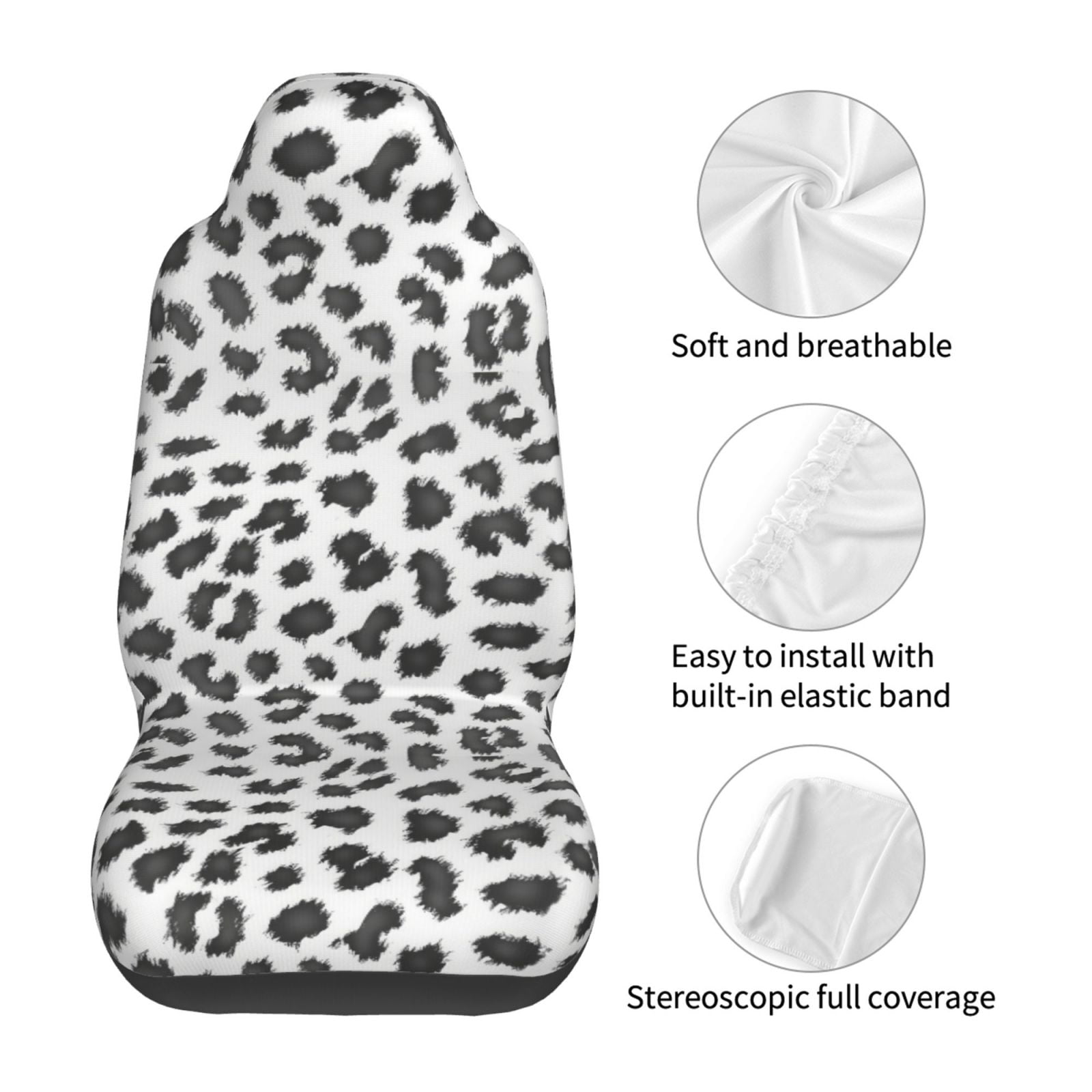 KAKALAD Leopard Print Animal Gray Pattern Snow Cheetah 01 Car Accessories Seat Covers Set Vehicle Seat Covers Universal Front Seats Protector 2 Pcs