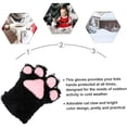 thumbnail image 4 of Guantes de piel sintética para gatos, manoplas para Cosplay, animales esponjosos, traje de piel de gato, patas, garras, guantes, accesorios de disfraz para adultos (negro), 4 of 5