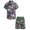 Green - Tropical Print, variant on Arshiner Boys 2 Piece Outfits Hawaiian Shorts Sets Button Down Shirt and Shorts Summer Beach Clothes