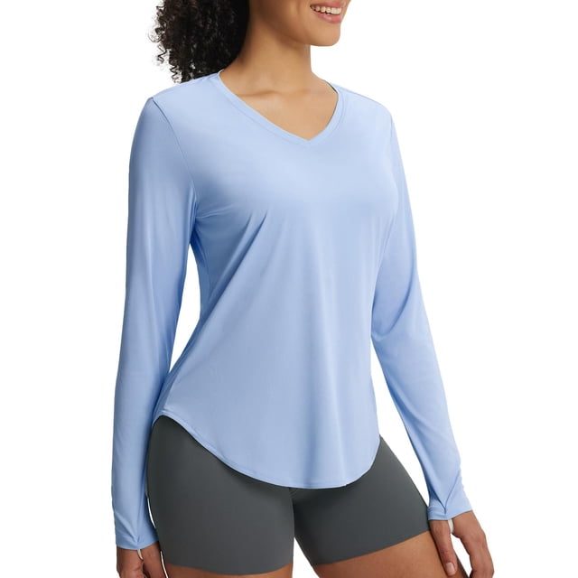 Camiseta Solar de Manga Larga para Mujer Baleaf con Protección UPF50+ y Cuello en V