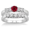 thumbnail image 2 of 1.5 Carat Ruby & Diamond Five Stone Bridal Set on 10k White Gold, 2 of 2