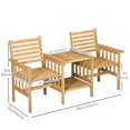 thumbnail image 3 of Outsunny Wood Loveseat with Middle Table Garden Table and Chairs Set Brown, 3 of 10