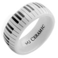 thumbnail image 3 of White Ceramic Piano Keyboard 8mm Wedding Band Domed High Polished Ring Size 12.5, 3 of 6