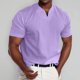 thumbnail image 2 of Camiseta informal de manga corta y cuello en V para hombre, camiseta ajustada., 2 of 4