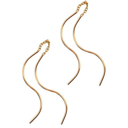 - Rose Gold Plated Sterling Silver Curved Wire Threader Earrings for Women