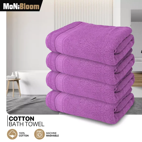 Huba Homes 4 Pieces 100% Cotton Ultra Soft Towel Set 27"x54" Absorbent Quick Dry Bath Towel
