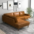 thumbnail image 5 of Aplee Modern Living Room Genuine Leather Corner Sectional Couch in Cognac Tan, 5 of 6