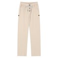 thumbnail image 5 of Akiihool Mens Linen Pants Big and Tall Mens Casual Pants Loose Fit Elastic Drawstring Waist Pants Beige,XXXL, 5 of 5