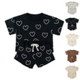 thumbnail image 3 of Boys Outfits Heart Print Short Sleeve Crew Neck T-Shirt Top And Shorts 2 Piece Everyday Wear Boys' Clothing Sets Size 2-3 Years, 3 of 3