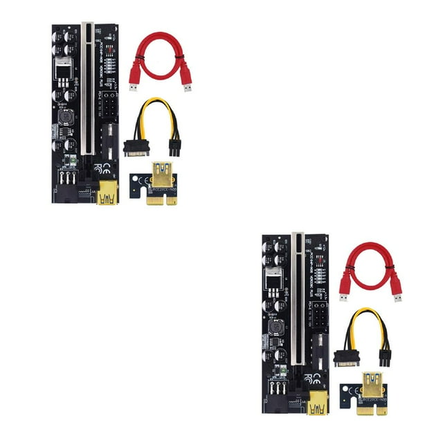 Ruiboury PCI-E 1x to 6x Exender Board USB Card Computer Adapter Electronic Black Slot+Red Wire 2Set