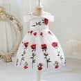 thumbnail image 2 of XBASW Kids Toddler Girls off Shoulder Princess Dress Rose Embroidered Tulle Dress for 3-9 Years Old Summer Flower Girl Party Gown, 2 of 9