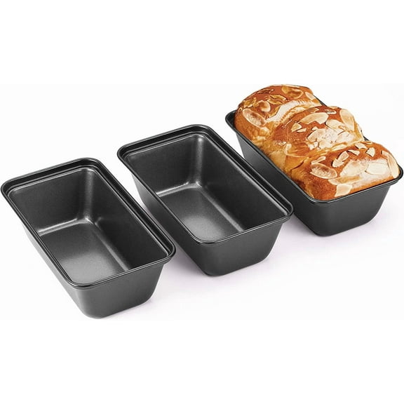 Mini Loaf Pan for Baking Bread, 6 x 3.3 x 1.7 In Nonstick Small Banana Bread Tins , Tiny Carbon Steel Meatloaf Pan - Dark Grey