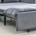 thumbnail image 5 of 57"W Convertible Sofa Bed with Side Pockets and Throw Pillows, Velvet Sleeper Sofa with Sturdy Metal Frame, Multi-Functional Pull-Out Sofa Bed for Living Room, Bedroom, Grey, 5 of 7