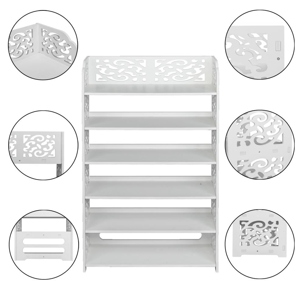 Ktaxon 4/5/6 Tier Carved Storage Organizer Standing Shoe Rack Shelf Cabinet Space Saving