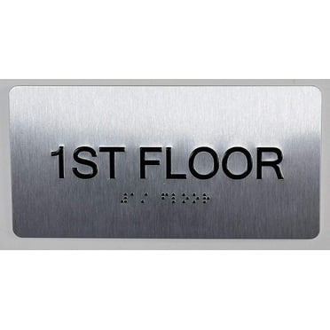 1ST Floor Sign- Floor Number Tactile Touch Braille Sign (Aluminium !!, Brush Silver,Size 4x8)- The Sensation line(ref-2022-4)