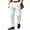White #07, variant on Men's Striped Pleated Dress Pants, Elastic Waist Button Closure Business Casual Trousers, Loose Straight‑Leg Soft Wrinkle‑Resistant Pants M