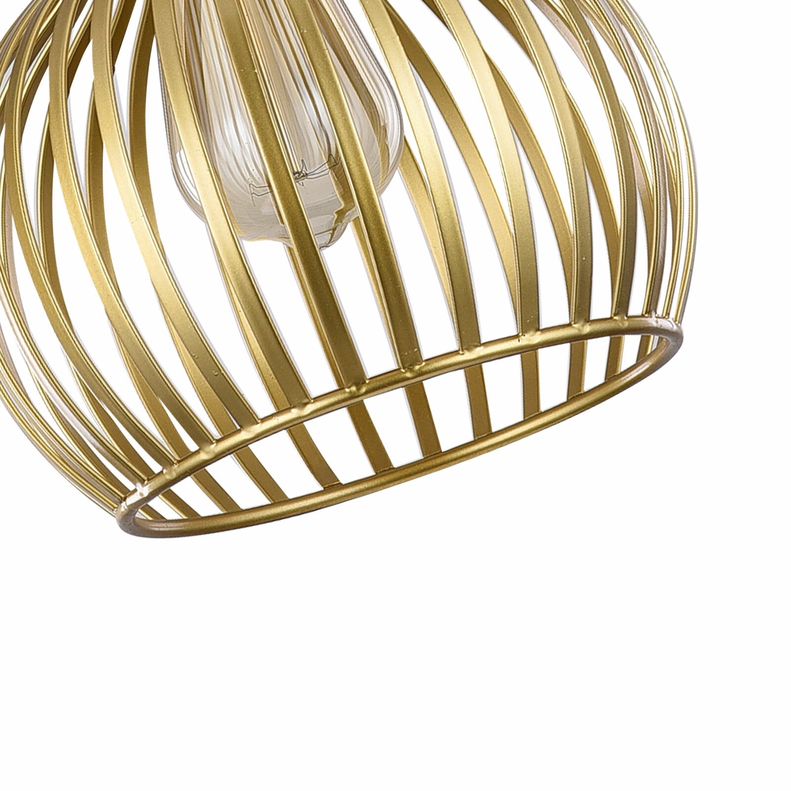 Modern Gold Pendant Light Fixture Hanging Ceiling Kitchen Island Metal Cage Lamp 110-120V 40W 7.87*9.44in for Living Rooms, Kitchens, Hallways