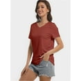 thumbnail image 4 of Women's V-Neck Short Sleeve T-Shirt - Slim Fit Stretchy Bodycon Top - Casual & Active Wear Basic Tee, 4 of 7