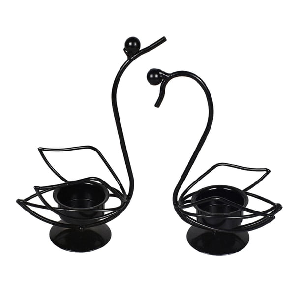 Candelabro de hierro de 2 piezas, elegante regalo, candelabro para lamparilla, candelabro para dormitorio, mesa de oficina, decoración de escritorio Negro
