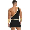 thumbnail image 2 of TiaoBug Men's Valentine's Day Costume Halloween Party Cosplay Dress Up Suit One Shoulder Romper Black 3XL, 2 of 7
