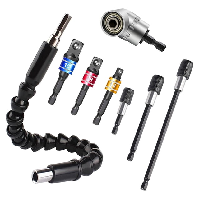 Destornillador de vástago hexagonal CUTICAT Portabrocas en ángulo Accesorio de extensión de taladro eléctrico 8PCS