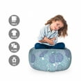 thumbnail image 2 of Floral Storage Toy Bag Chair, Pastel Colored Circles Filled with Blue Toned Flowers Abstract Illustration, Stuffed Animal Organizer Washable Bag, Large Size, Turquoise Navy Blue, by Ambesonne, 2 of 3