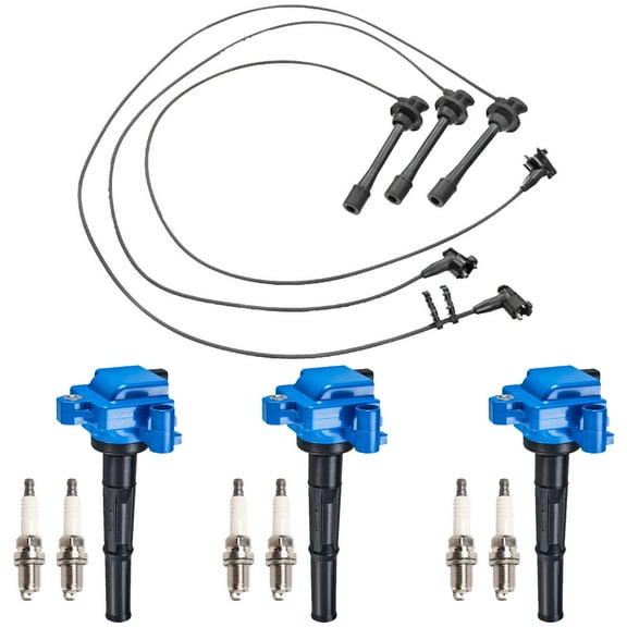 3 High Performance ISA Ignition Coils, Wireset and 6 Spark Plugs Compatible with 96-02 Toyota 4Runner 3.4L V6 Replacement for UF156