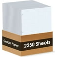 thumbnail image 1 of 15 Pack Graph Paper, 8" x 10.5" Loose Leaf Graph Paper, 2250 Sheets Bulk 4 x 4 Inch Quad Ruled Grid Paper Filler Paper, 3 Hole Punched, 60 Gsm, 150 Pcs Each Pack, Office Student Supplies, 1 of 7