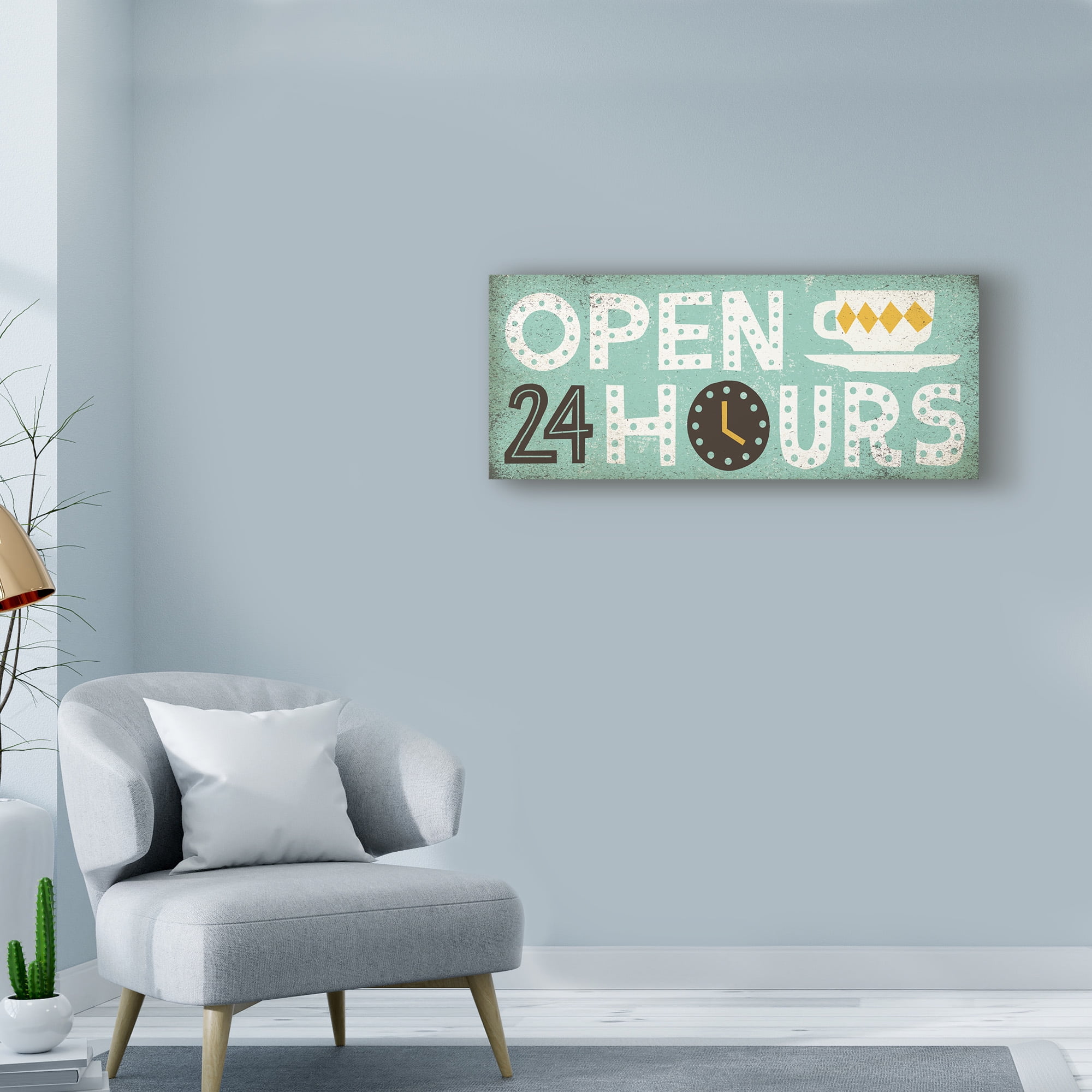 Trademark Fine Art 'Retro Diner Open 24 Hours Panel' Canvas Art by Michael Mullan