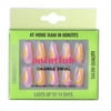 PaintLab Reusable Press-on Gel Nails Kit, Orange Swirl Orange and Pink, 24 Count