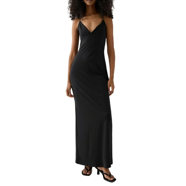 Solid Color Spaghetti Straps Sleeveless Evening Dress Solid Color Spaghetti Straps Sleeveless Evening Dress
