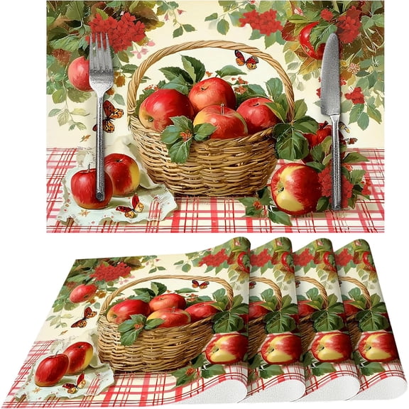 Fruits Placemats Set of 4 Washable Table Place Mats for Dining Kitchen Party Decor