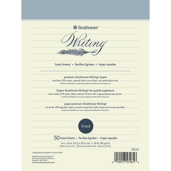 Strathmore Writing Pad Lined 6"X8"-50 Sheets 24lb Natural White