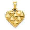 thumbnail image 4 of 14k Yellow Gold Solid Polished & Textured 3D Heart Charm Pendant, 4 of 7