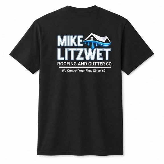 Mike Litzwet Roofing and Gutter Co Graphic T-Shirt, Unisex Classic Fit Cotton Tee