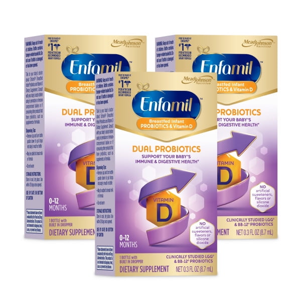 Enfamil Breastfed Infant Probiotics & Vitamin D Dual Probiotics, 3 Pack