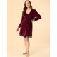thumbnail image 3 of Conjunto de pijama de terciopelo de 2 piezas para mujer, camisón de encaje, ropa de dormir, vestido camisero, conjunto de bata midi, camisón rojo S, 3 of 6