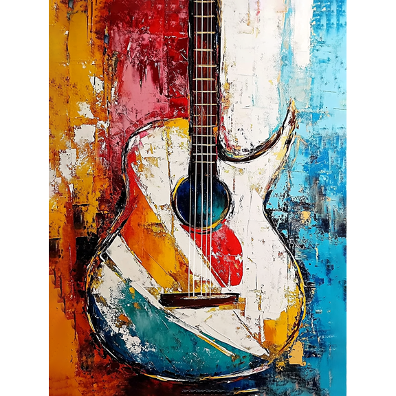 Abstract Guitar Canvas Painting, Perfect for Living Room, Bedroom, Office, Studio, and Music Room Decoration.