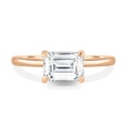 thumbnail image 2 of ESTE ORIGIN 2.00Ct East-West Emerald Cut Moissanite Solitaire Engagement Ring – Hidden Halo in 18K Rose Gold for Women US 6.5, 2 of 8