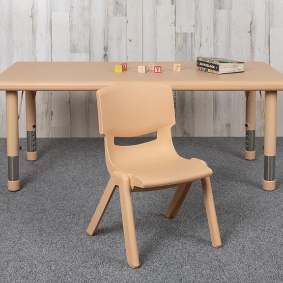 Natural Plastic Stackable School Chair with 10.5 Inch Seat Height for Classroom and Daycare