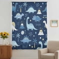 thumbnail image 3 of Navy Blue Dinosaur Sheer Curtains 45 Inches Long, Stars Palm Trees Mountain Modern Art Light Filering Curtains, Breathable Simi Curtain Privacy Drapes for Kitchen Bathroom Small Window Treatment, 3 of 9