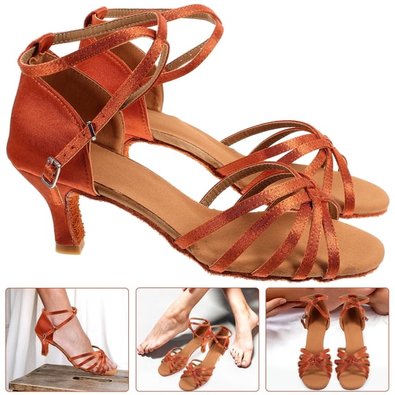 FUTUREORYY Open-Toed Golden High Heel Shoes for Latin and Banquets
