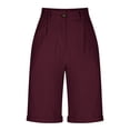 thumbnail image 3 of GJSYRH Womens Capri Pants 2025 Knee Length Cotton Linen Capris Summer Straight Leg Loose Beach Bermuda Shorts with Pockets, 3 of 4