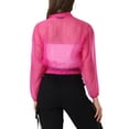 thumbnail image 3 of INSPIRE CHIC Sheer Bomber Jacket for Women's Zip Up Long Sleeve See Through Jackets M Hot Pink, 3 of 6