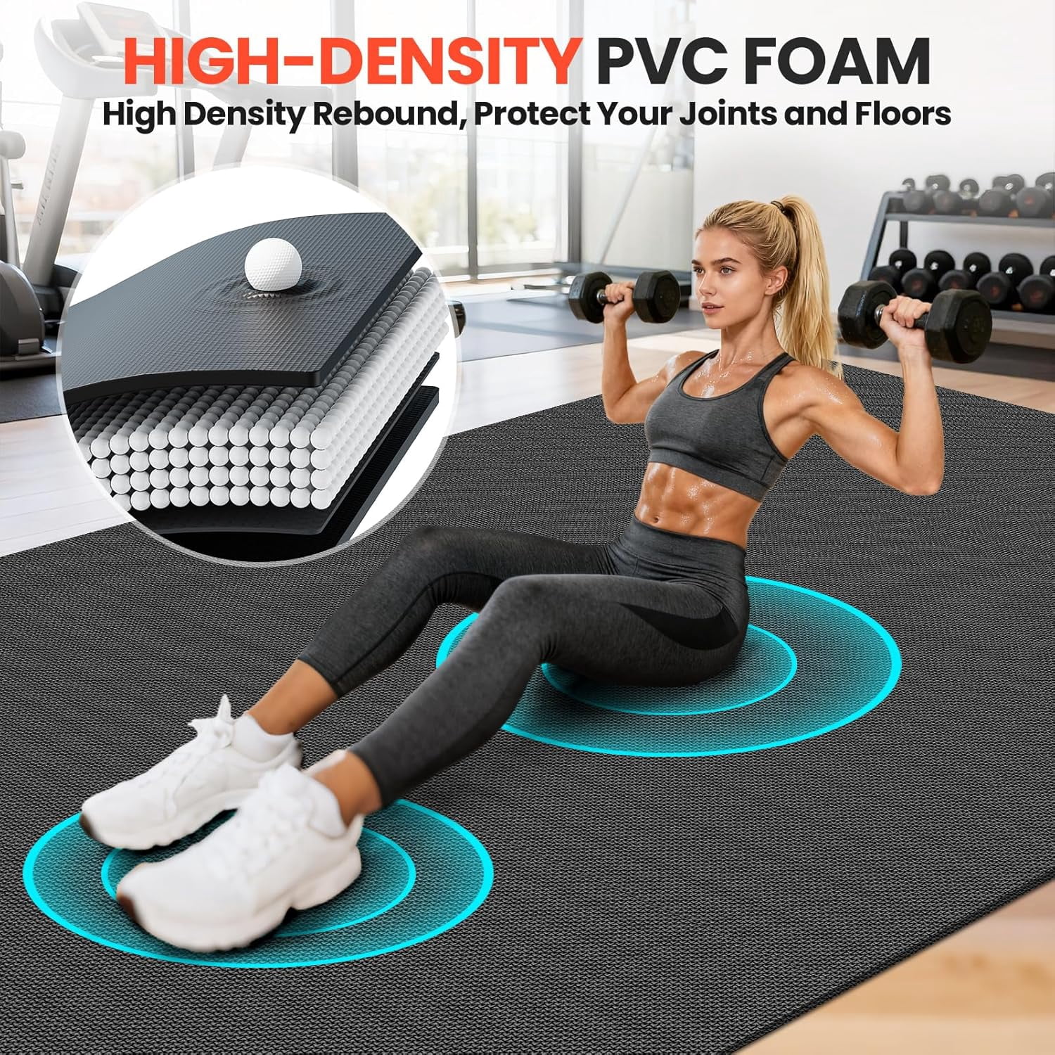 THAILE  Extra Large Exercise Mat, 7'x5' Extra Thick Workout Mats for Home Gym Flooring, Non-Slip, Ultra Durable, High-Density Gym Mat for Cardio,Yoga, Jump Rope, MMA, Weights