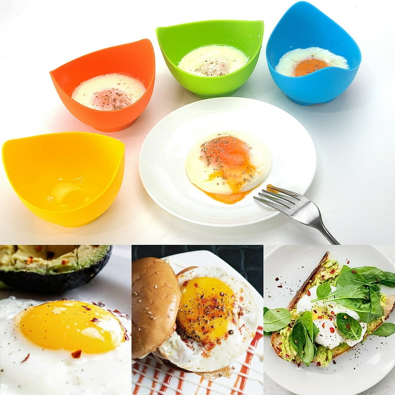 2 Pack Egg Poacher - Poached Egg Cooker with Ring Standers, Food Grade Non  Stick Silicone Egg Poaching Cup for Microwave or Stovetop Egg Poaching